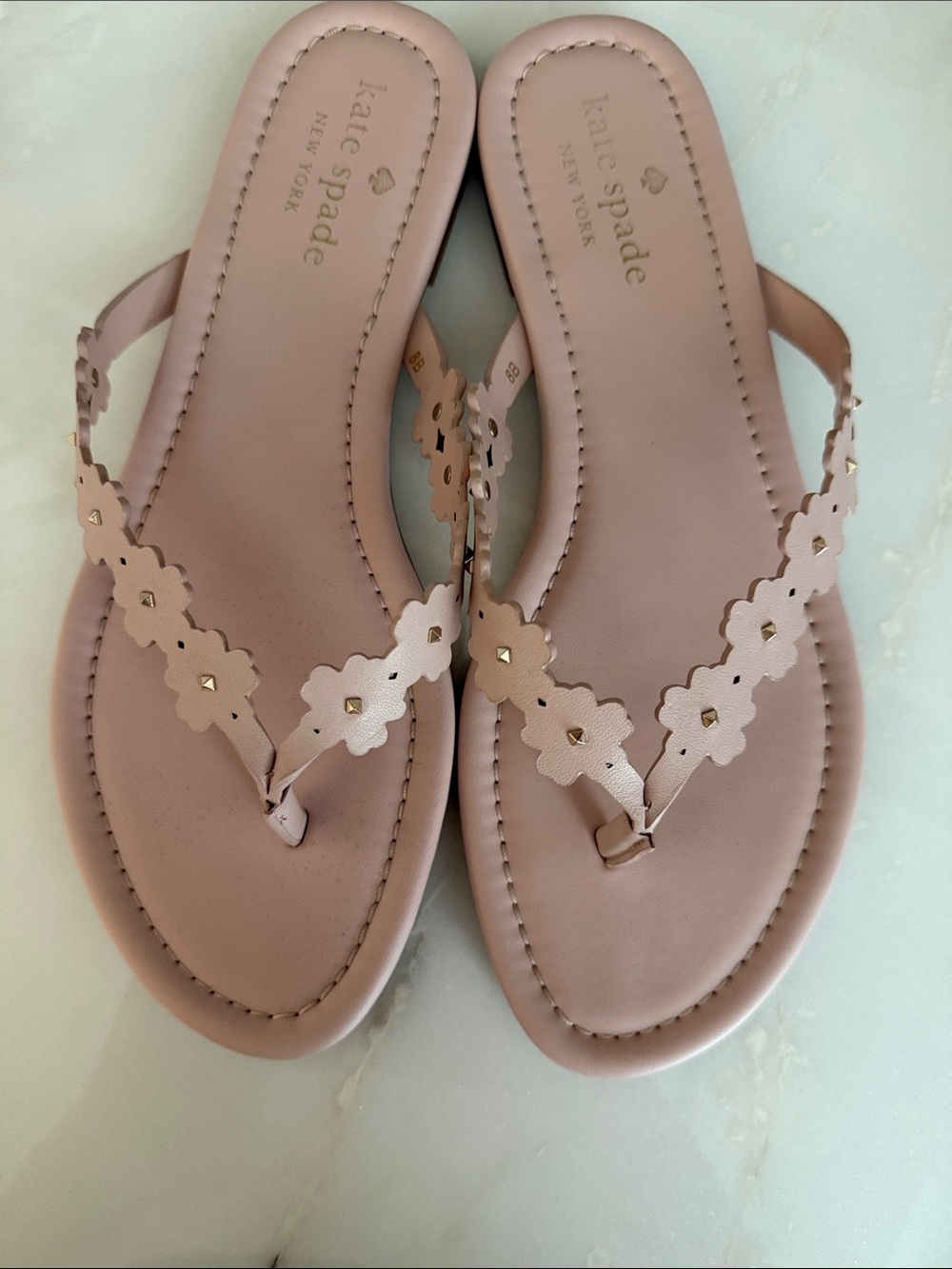 kate spade blush floral leather thong sandals